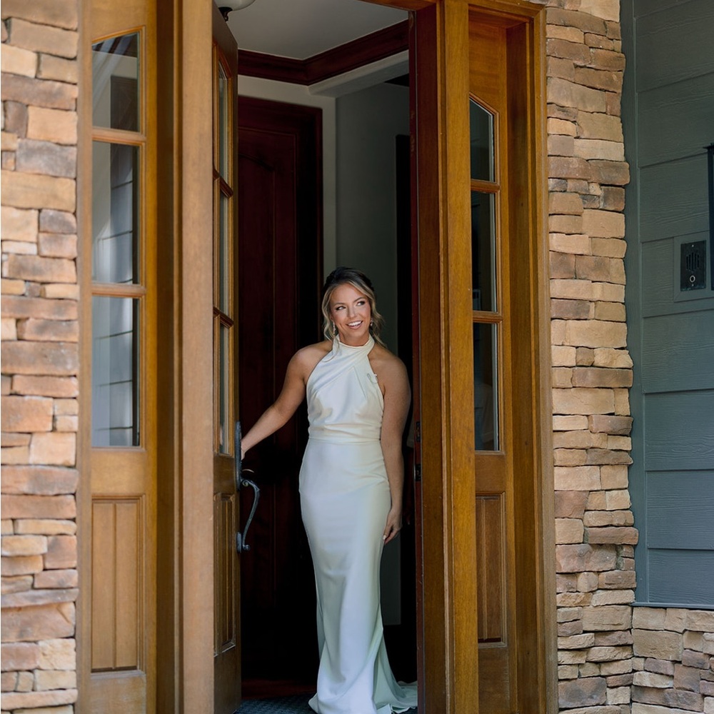 Elegant White Halter Wedding Dress